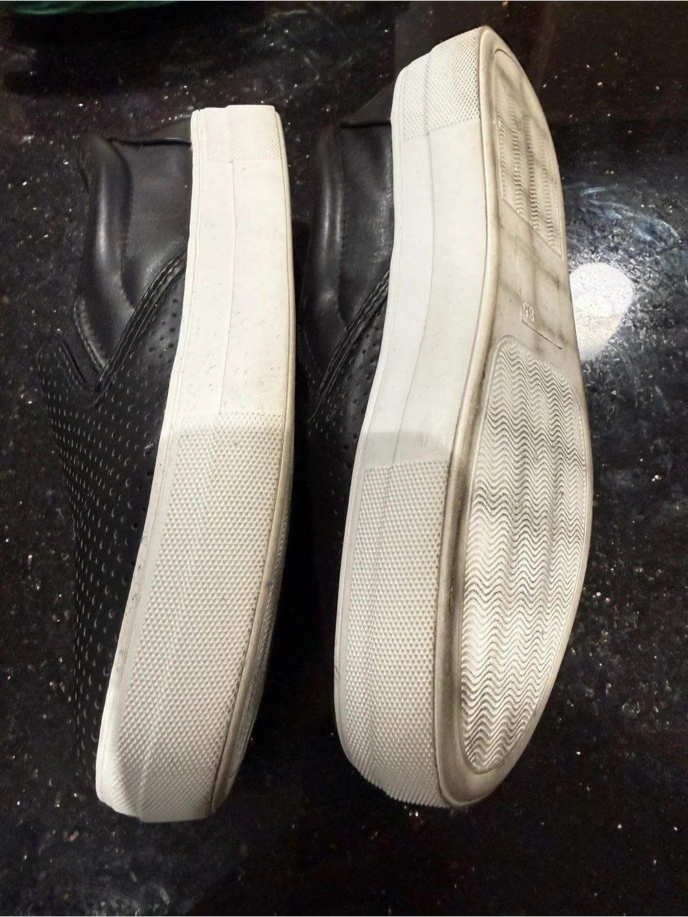 Soda Black Perforated Slip-On Sneakers with White Sole